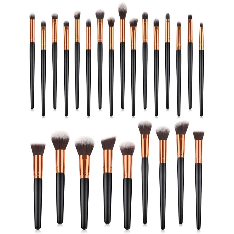 25 шт. набор кистей для макияжа черные золотые ручки тени глаз румяна
