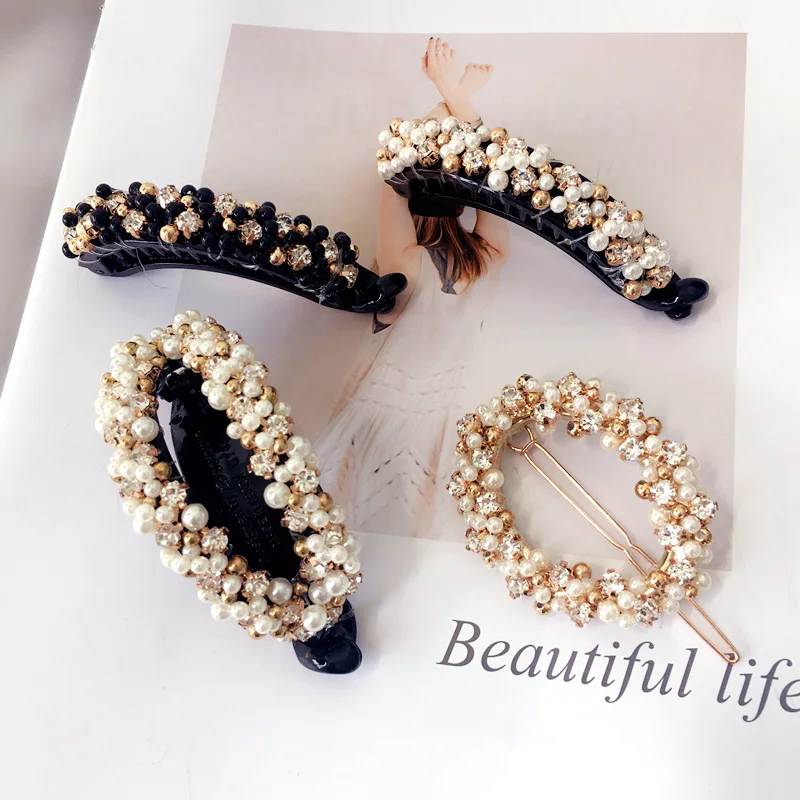 

Korea Full Crystal Geometric Rhinestones Side Bangs Clip Hair Accessories Hair Clips For Women Hairpin Hairgrips Hair Claws