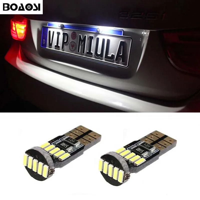 BOAOSI 2 шт. стайлинга автомобилей Canbus Led T10 4014smd номерной знак светильник лампы для