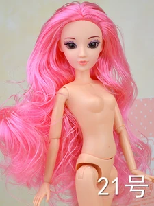Кукольная голова с розовыми волнистыми волосами, с 12 шарнирами