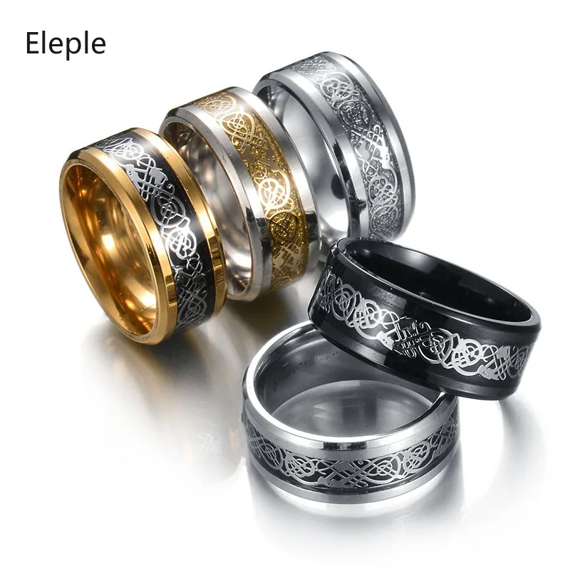 Мужские кольца Eleple из нержавеющей стали золотого цвета с декоративным узором
