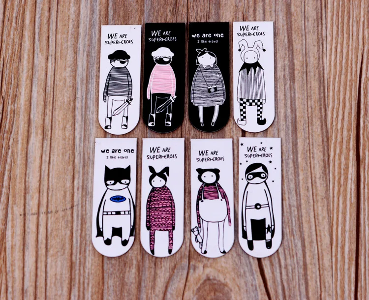 Белая и Черная магнитная закладка с героями мультфильмов забавные магнитные