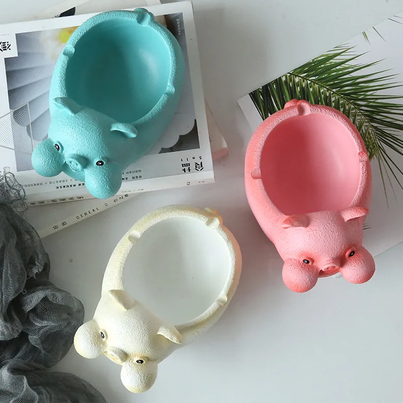 Fun chubby cartoon pig resin ashtray Creative joy home decor | Дом и сад