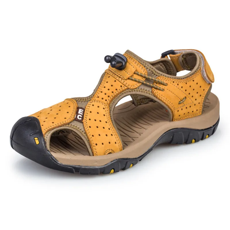 Летняя дышащая пляжная мужская обувь из натуральной кожи Высококачественная