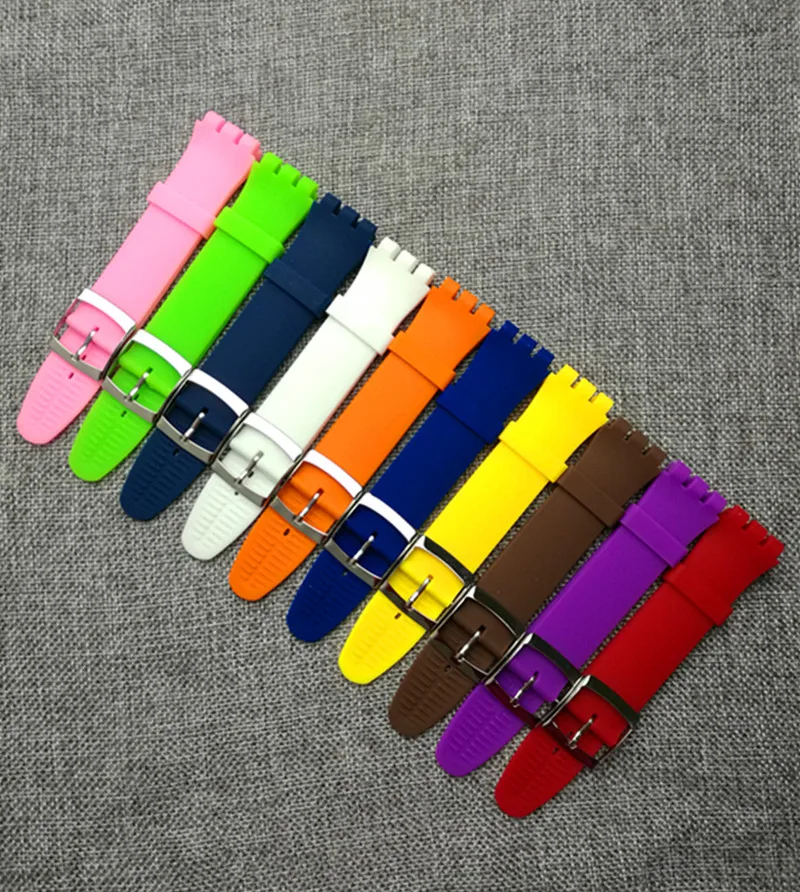 Новинка! Цветной силиконовый ремешок для часов Swatch Suow701 17 19 мм Пряжка из