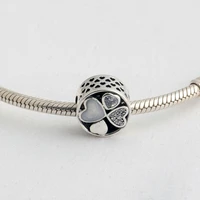 authentic 925 sterling silver charm simple hollow four heart glaze beads for original pandora charm bracelets bangles jewelry