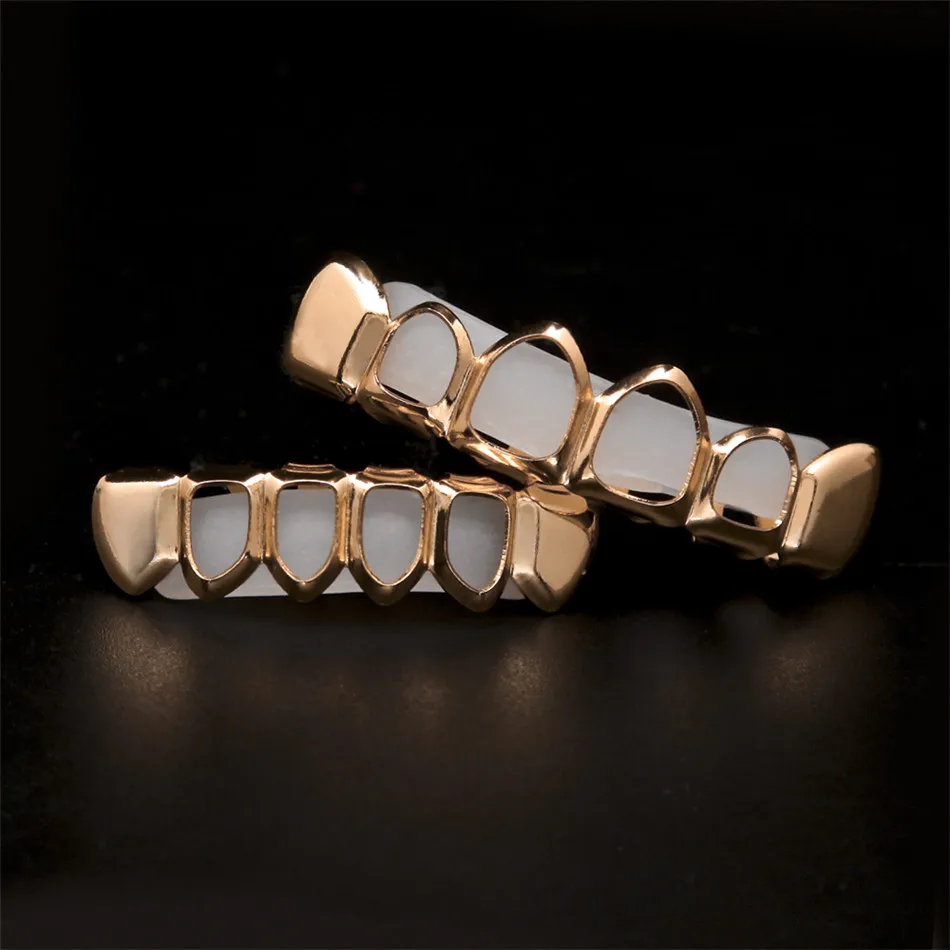 UWIN хип-хоп Custom Fit золотые зубы вампира четыре открытые лица грили для рта набор