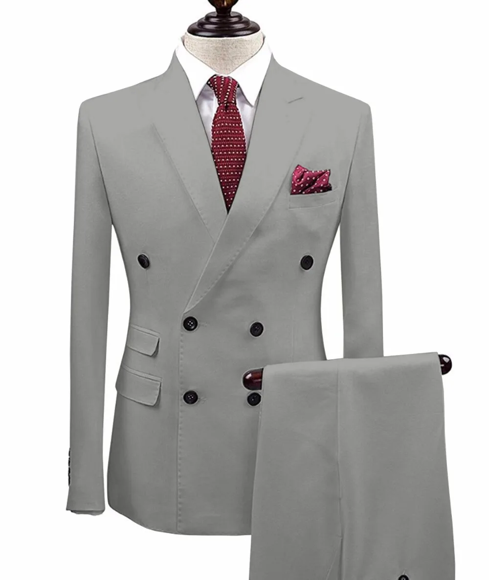 Мужские костюмы Slim Fit из двух частей шампанского деловой пиджак жениха смокинг Блейзер зеленые костюмы для свадьбы выпускного вечера(Блейзер+ брюки