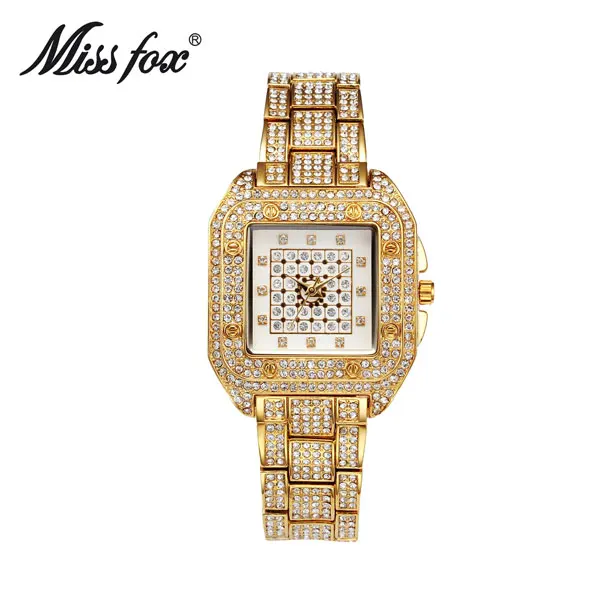 Gold-White MissFox Miss Fox кварцевые женские часы серебряные женские наручные часы лучший бренд Роскошные наручные часы для женщин повседневные Relogios - Цвет: Gold-White