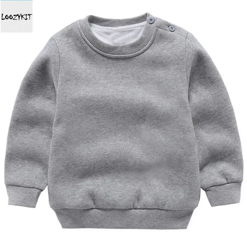 Gray Loozykit/Однотонный свитер с длинными рукавами и круглым вырезом для мальчиков и девочек; плотный Детский свитер; плотная теплая верхняя одежда; свитер - Цвет: Gray
