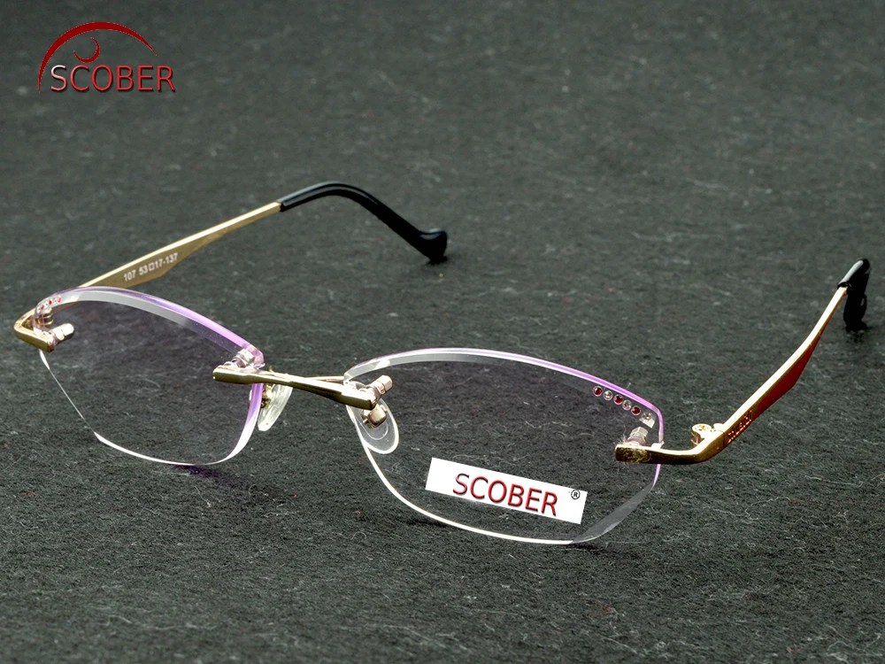 Женские очки для чтения без оправы из титана с алмазной огранкой Scober 2019 Leesbril + 0 75 1