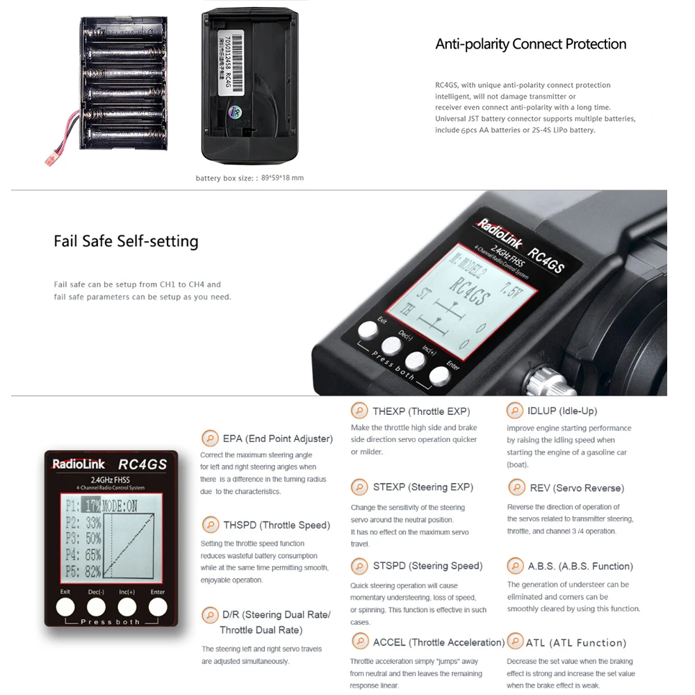 RC4GS 2 4 GHz 4CH RC автомобильный передатчик и R6FG приемник с гироскопом система