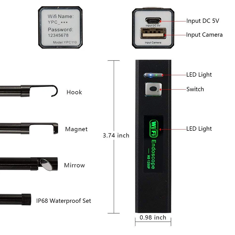 Prostormer 8 мм Wifi эндоскоп 1200P HD Hardwire эндоскоп для Android Iphone 8 светодиодный Endoscopio водонепроницаемый camaras endoscopica 30