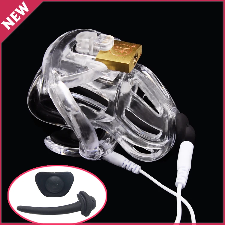 

CHASTE BIRD Male Chastity Device Electric Shock Cock Cage Penis Ring Embedded Modular Design Padlock Adult Belt Sex Toy A370