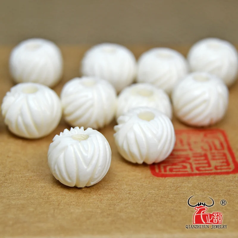 

20PCS Natural yak bone bead hand-chain necklace DIY scatter beads for jewelry making Handmade Carved beads 12mm 10mm hole 2mm