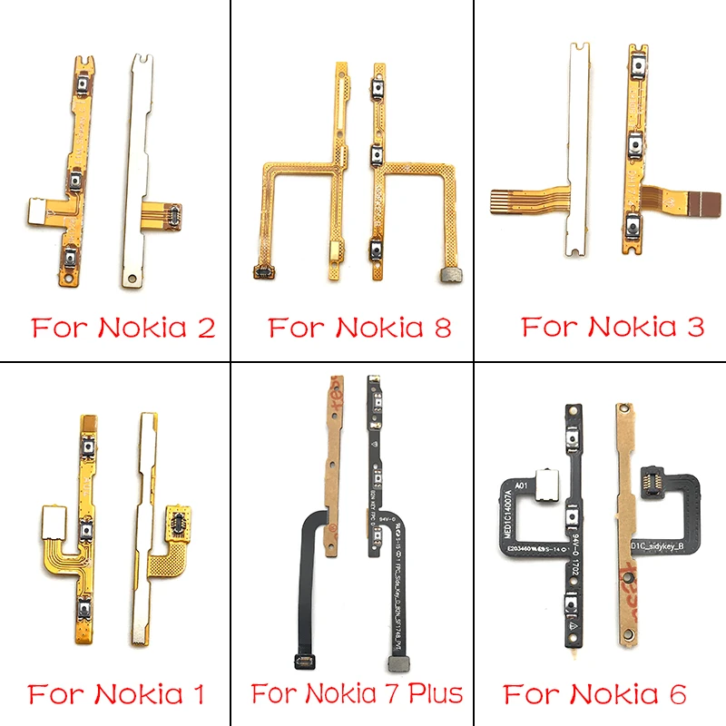 10 Pcs/Lot Power on/off Volume Key Button Flex Cable Ribbon For Nokia 2 3 5 6 7 8 2.1 3.1 5.1 6.1 7.1 Plus | Мобильные телефоны и