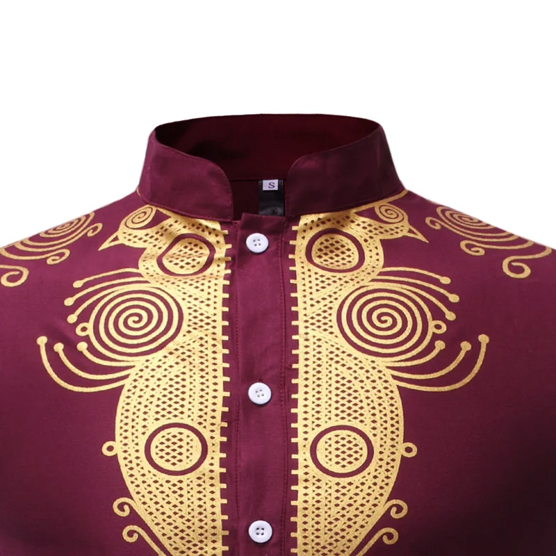 Рубашка Dashiki мужская приталенная модная уличная одежда в стиле хип хоп без