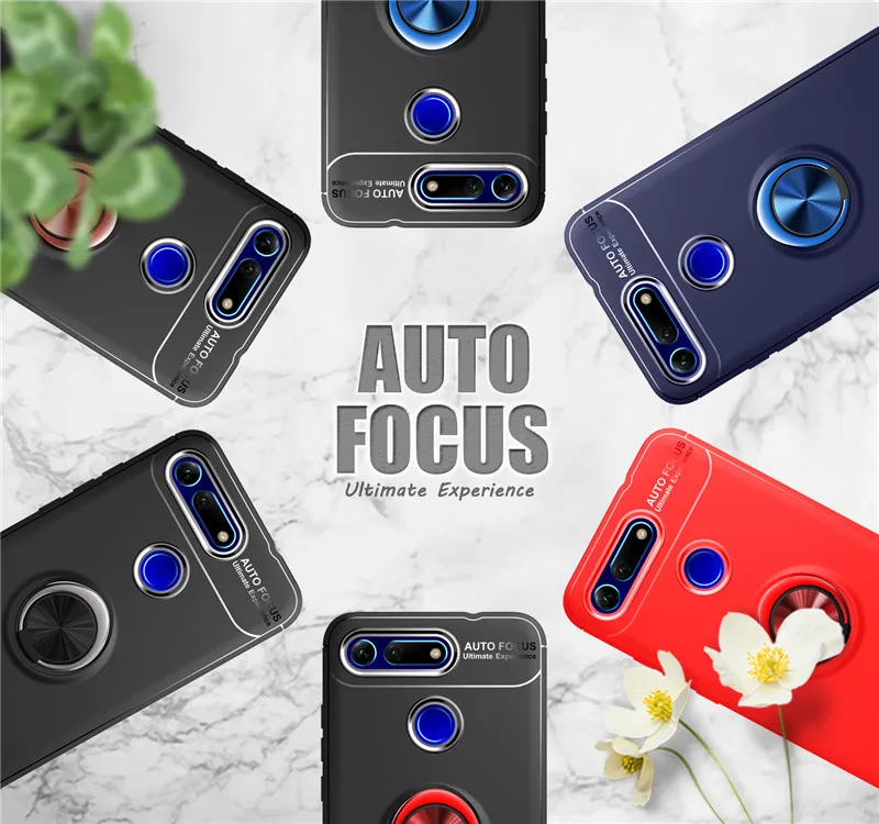 Luxury Armor Ring Silicone Case For Huawei Honor V20 V10 V9 8 9 Lite Cover 8X MAX 8A 8C Play 7X Soft Shockproof Shell |