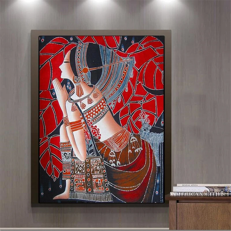 Обои на заказ 3d фотообои в стиле ретро ручная роспись этническая девушка