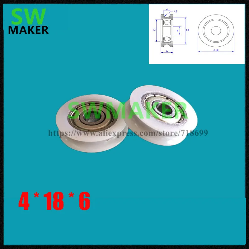 Пластиковый подшипник 624 нейлоновое рельсовое колесо U-типа желобовое шкив из