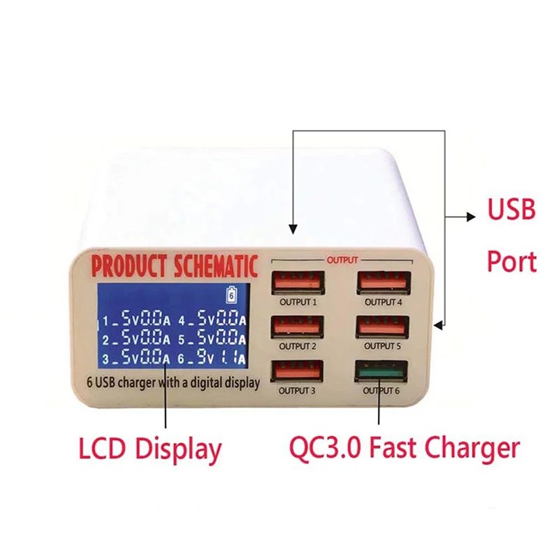 6-портовая USB быстрая зарядка 3 0 настенное зарядное устройство многопортовая
