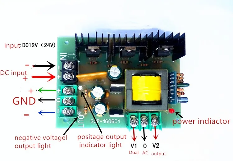 Двойной выходной трансформатор напряжения постоянного тока 12 В до 15