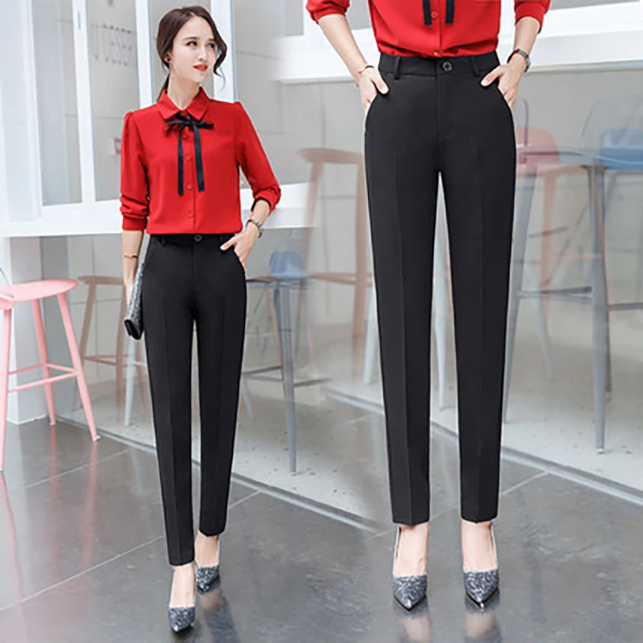 Pencil Office Trousers Elegant Slim Korean Formal Pants Women Sexy Stripe Black Thick Pantalon Mujer Oficina Wear Z5C318 | Женская