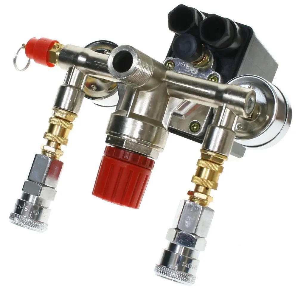 90-120PSI Air Compressor Pressure Switch Manifold Quick Couplers Regulator Gauge | Обустройство дома