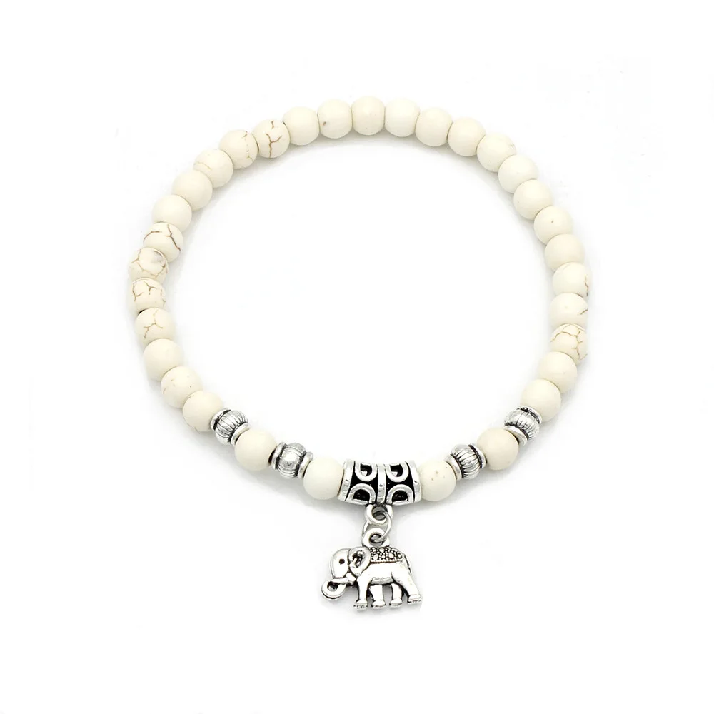 Новые браслеты Bijoux Elephant Charm Браслеты белый натуральный камень браслет для женщин