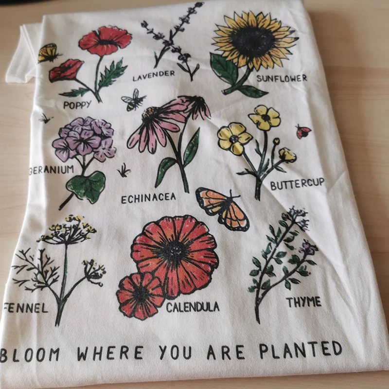 Bloom Where You Are Planted T-shirt Sunflower Aesthetic Women Tshirt Save The Bees Cotton Tees Girl Ulzzang Tops Drop Shipping