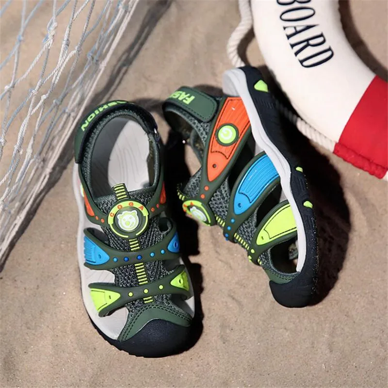 

QGXSSHI Children Summer Sandals 2017 Kids Boys Rubber Sole Slip-Resistant Fashion Sandals Child High Quality Beach Sandal Shoes