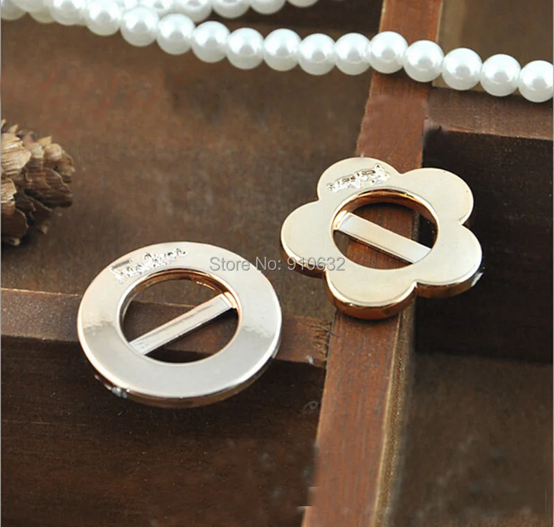 100 шт Розовое золото круглые/Цветочные металлические пряжки пригласительные