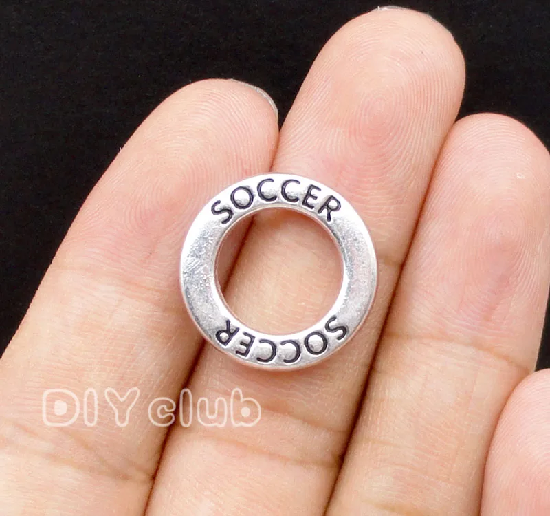 

40pcs-антикварные серебряные шармы для футбольного круга 19 мм