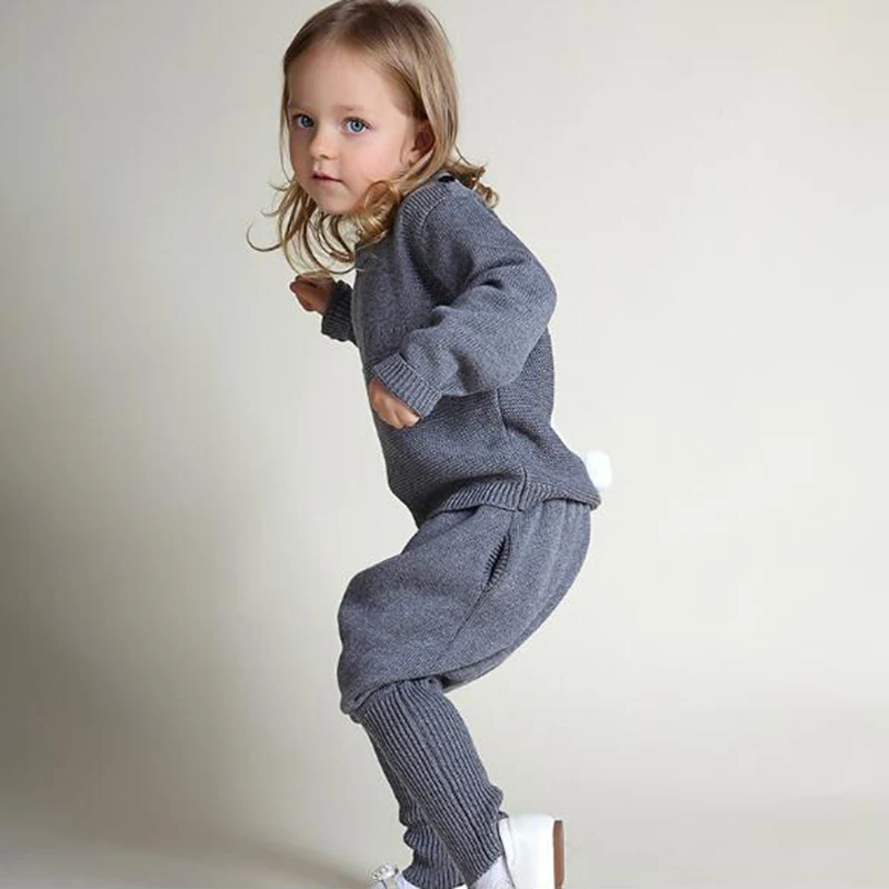 2019 Knitting Rabbi Wool Suit Spring Winter Girls Clothes 1-5Yrs Kids Sweaters Fashion Boys Little Rabbit Embroidered | Детская одежда