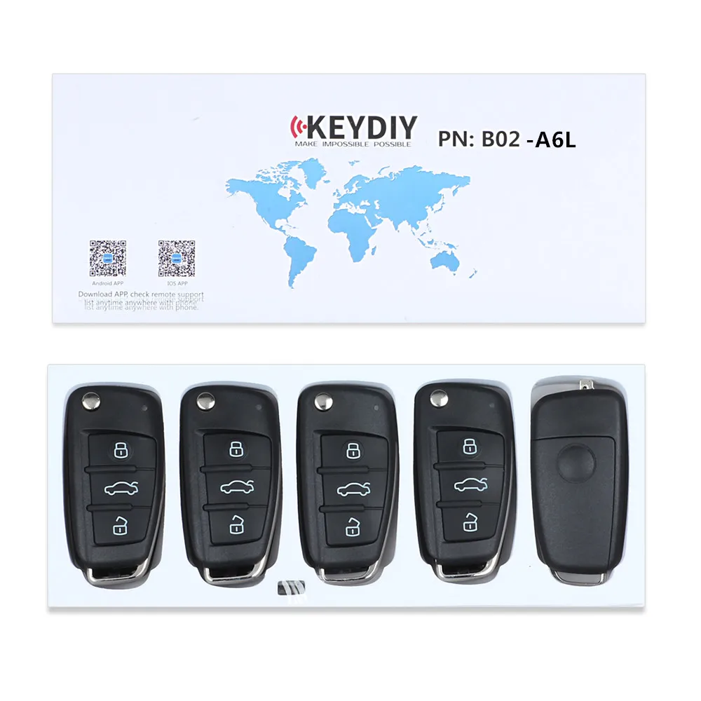 

KEYECU 5PCS Universal Remotes B-Series for KD900 KD900+,KEYDIY Remotes for B02-A6L