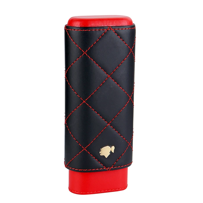 Красный COHIBA Кожаный Портсигар Humidor High-end 2 трубки держатель дорожные аксессуары карманные сигареты хранение портативная Сигара коробка - Цвет: Красный