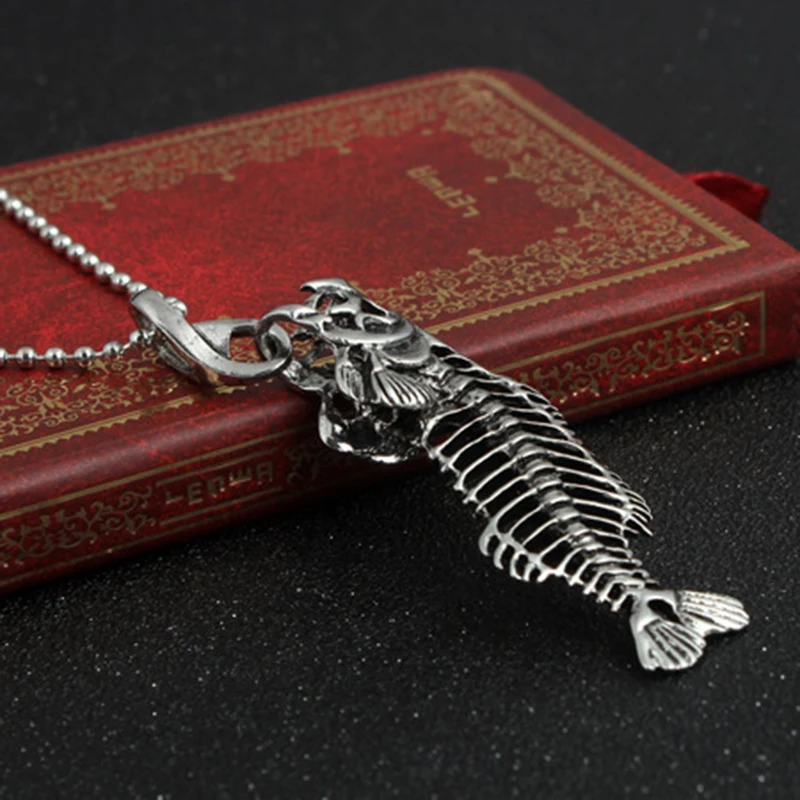 ISINYEE Модные металлические панк рыбья кость кулон бусы ожерелье для женщин