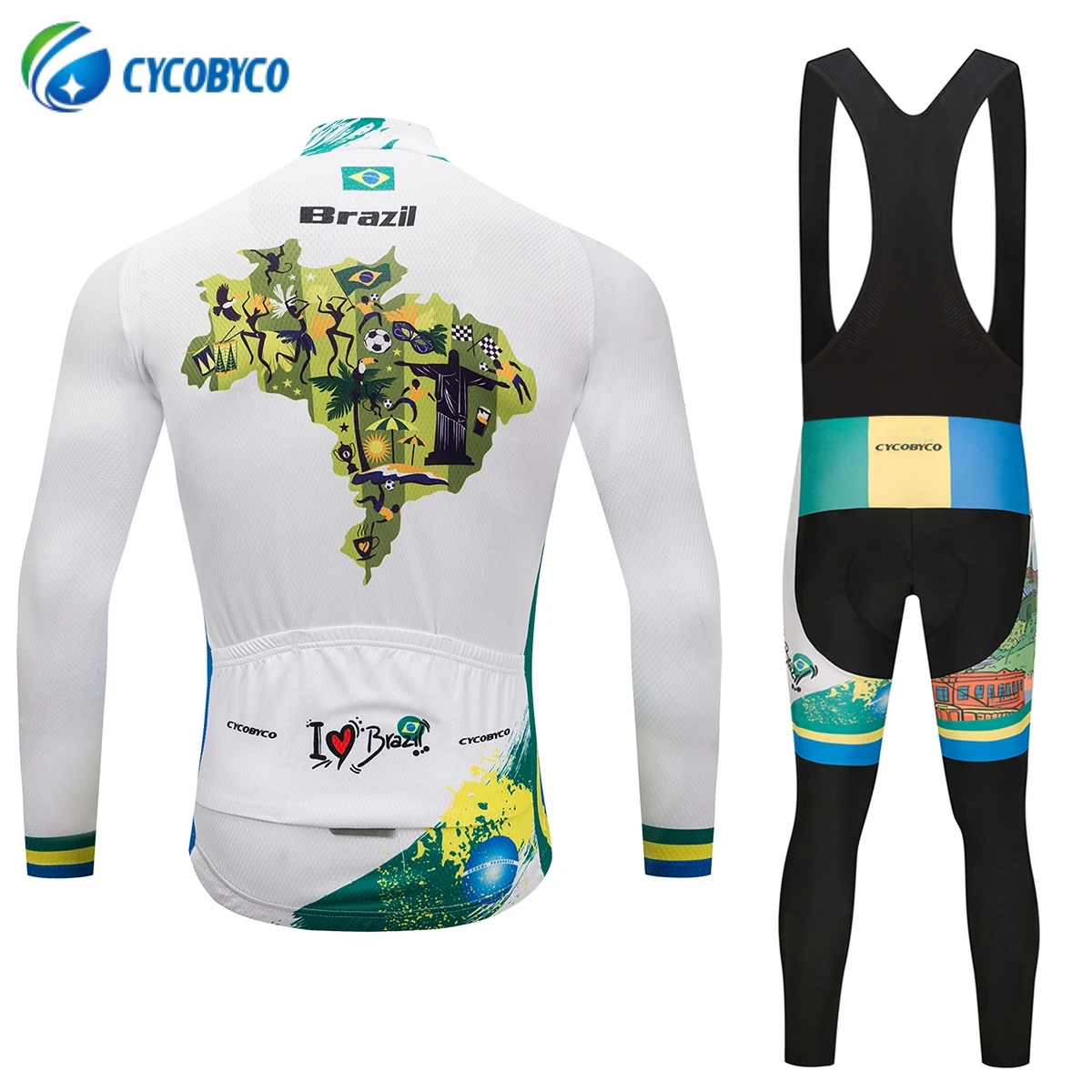 

Cycobyco Long Sleeve Cycling Clothing Set Breathable Bicycle Wear Anti-sweat MTB Bike Jersey Ropa Maillot Ciclismo Brazil style