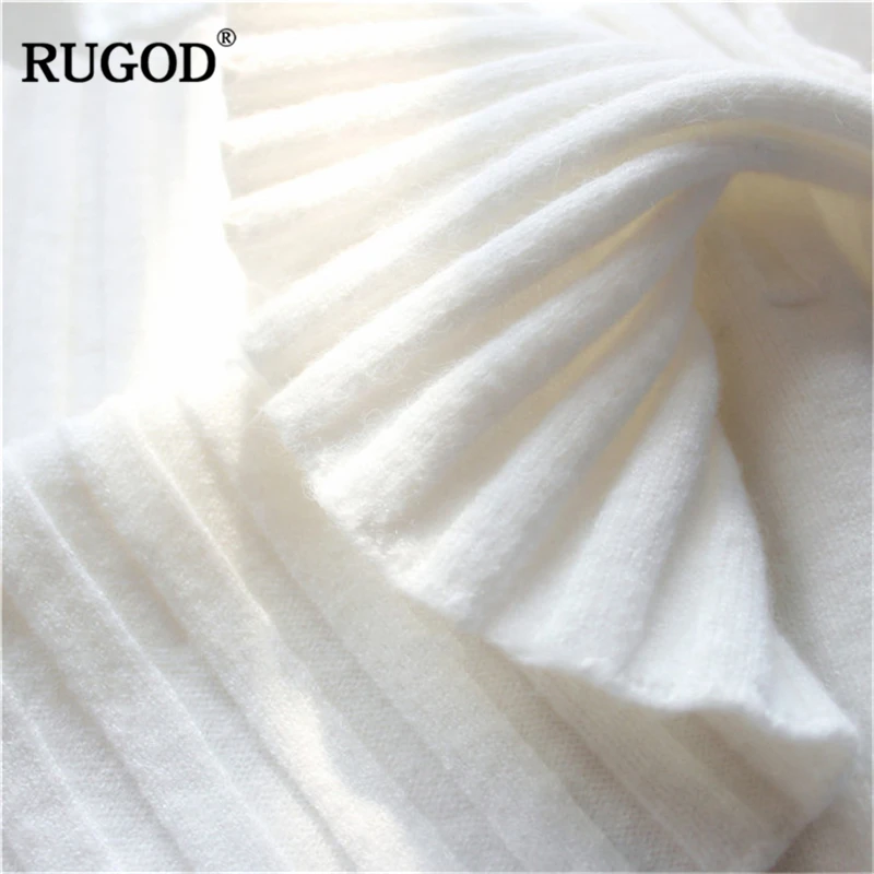 RUGOD, новинка, Однотонный женский свитер, водолазка, вязаный, женские пуловеры, Повседневный, толстый, теплый, зимний свитер, женские топы, sueter mujer