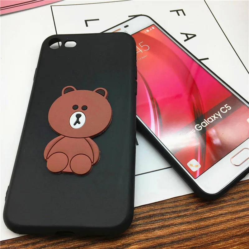 Хит продаж милый чехол с медведем для IPhone X 6 6s 7 5 5S se мягкий силиконовый Коричневый
