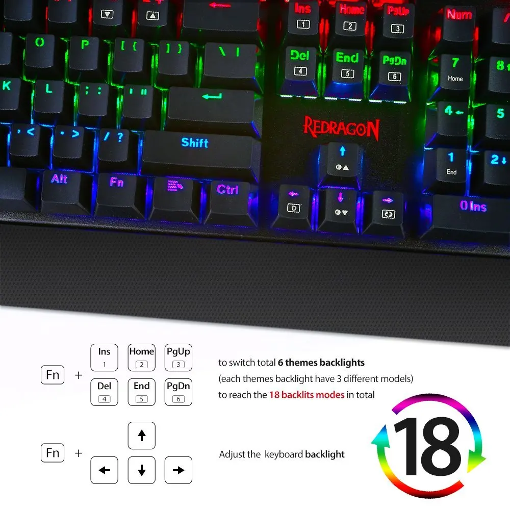 Redragon K557 Кала RGB подсветкой полный Размеры механические USB игровая клавиатура с 6