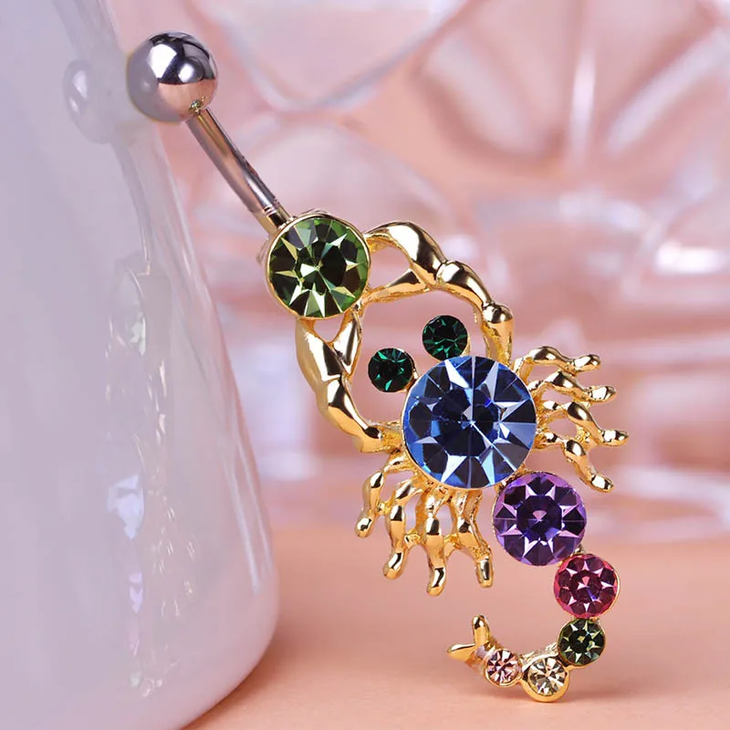 Золото кристалл скорпион Винтаж стимпанк секс тела ювелирные изделия-пирсинг