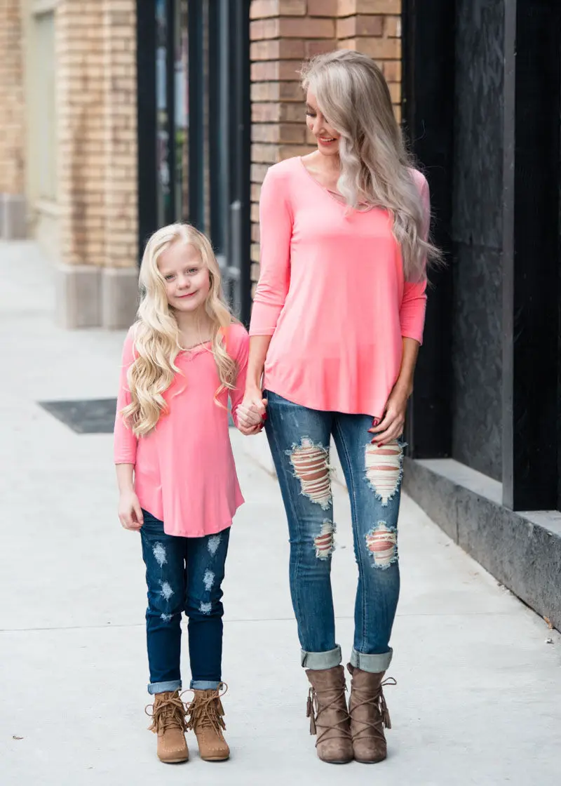 Комплект одежды для мамы и дочки pudcoco Новые поступления футболка с длинными