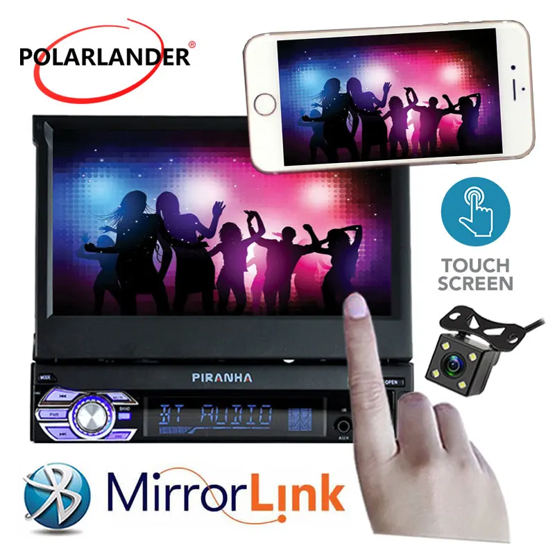 $57.99 Touch Screen 12V Car Stereo Bluetooth FM Radio MP5 Audio radio cassette player USB/TF 1 DIN Autoradio 7 inch Mirror Link