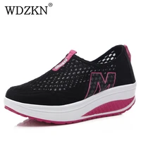 wdzkn lightweight breathable air mesh shoes women casual summer flat platform shoes woman slip on swing shoes big size 34 42