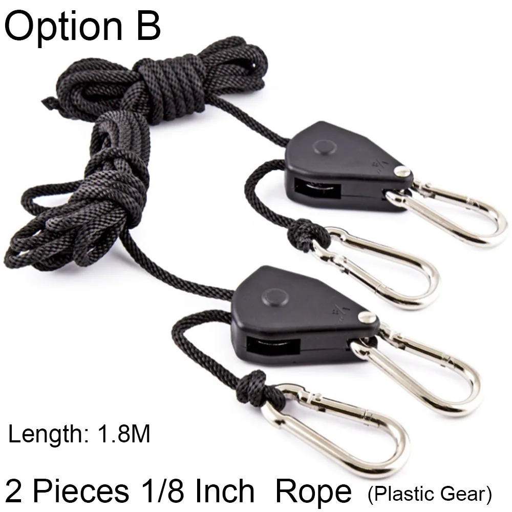 Option B 2 pcs Rope BEYLSION веревки, светильник в виде йойо Вешалки 1/8 дюйма 1/4 дюймовый храповик легкие вешалки отражатель подъемники для привело светать Палатка лампы - Цвет: Option B 2 pcs Rope