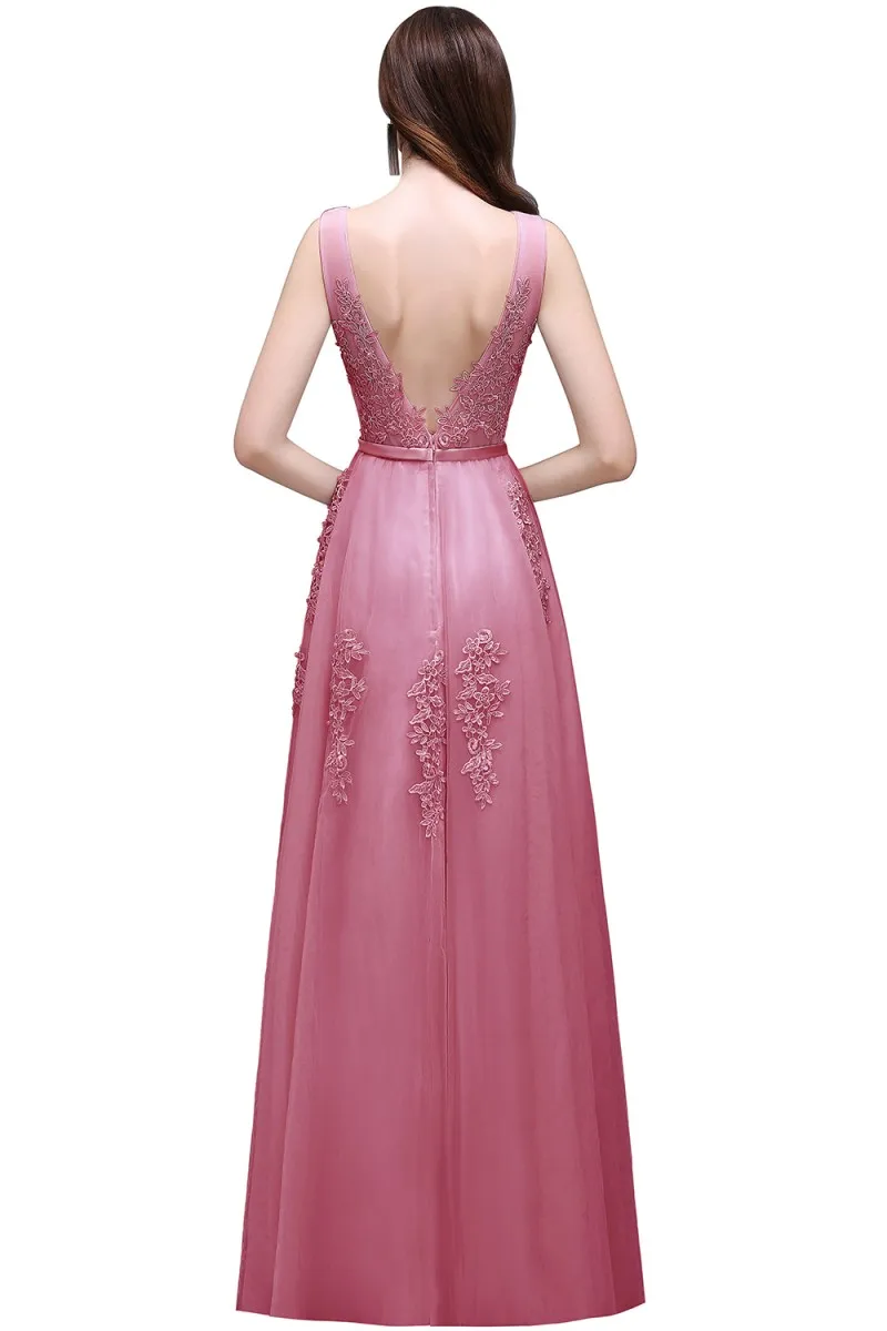 Недорогое Платье до 50$ А-силуэта длинное короткое платье с аппликацией Vestido de Festa без рукавов торжественное вечернее платье для вечеринки платье для выпускного вечера es