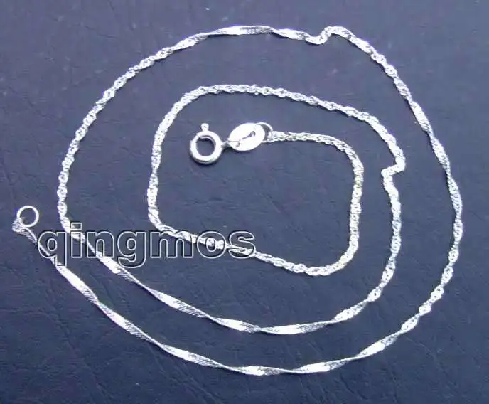 

SALE Sterling Silver SOLID S925 Wave shape 1mm wide Jewelry 18" Chain -gp156 wholesale/retail Free shipping