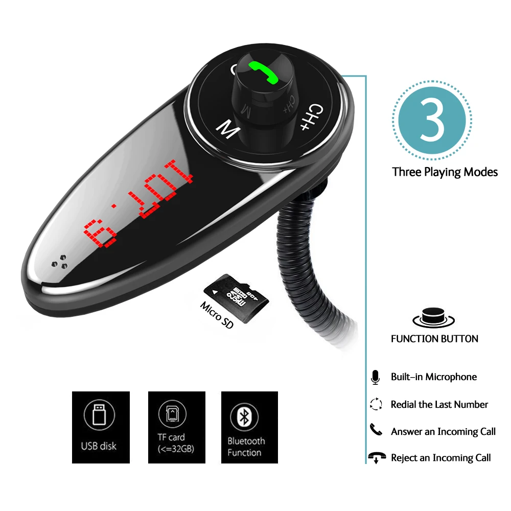Автомобильный MP3 плеер Nulaxy Bluetooth fm передатчик Hands free автомобильный комплект радио