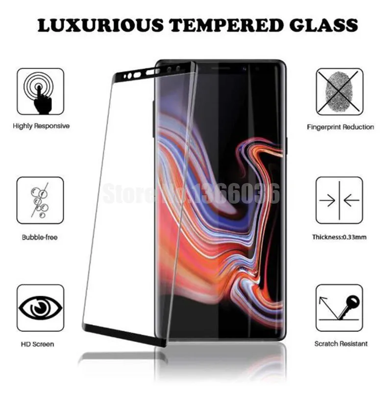 

100 шт. 3D изогнутое закаленное защитное стекло для Samsung S9 S8 Note 8 S6 S7 edge Plus полноповерхностная Защитная пленка для экрана